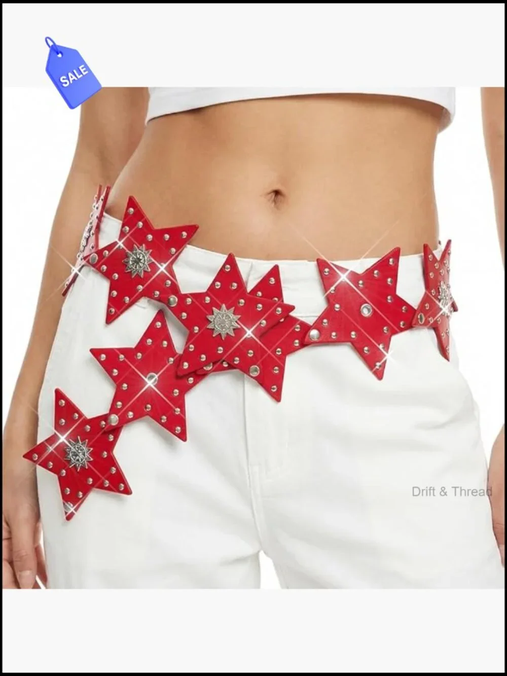 Star Studded Wide Waist Belt Y2K Vintage PU Leather Buckle Belt